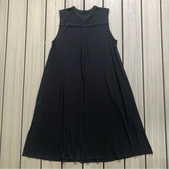Eileen Fisher Black Sleeveless Button Front Lightweight Knit Dress Size L/XL - Picture 7 of 12